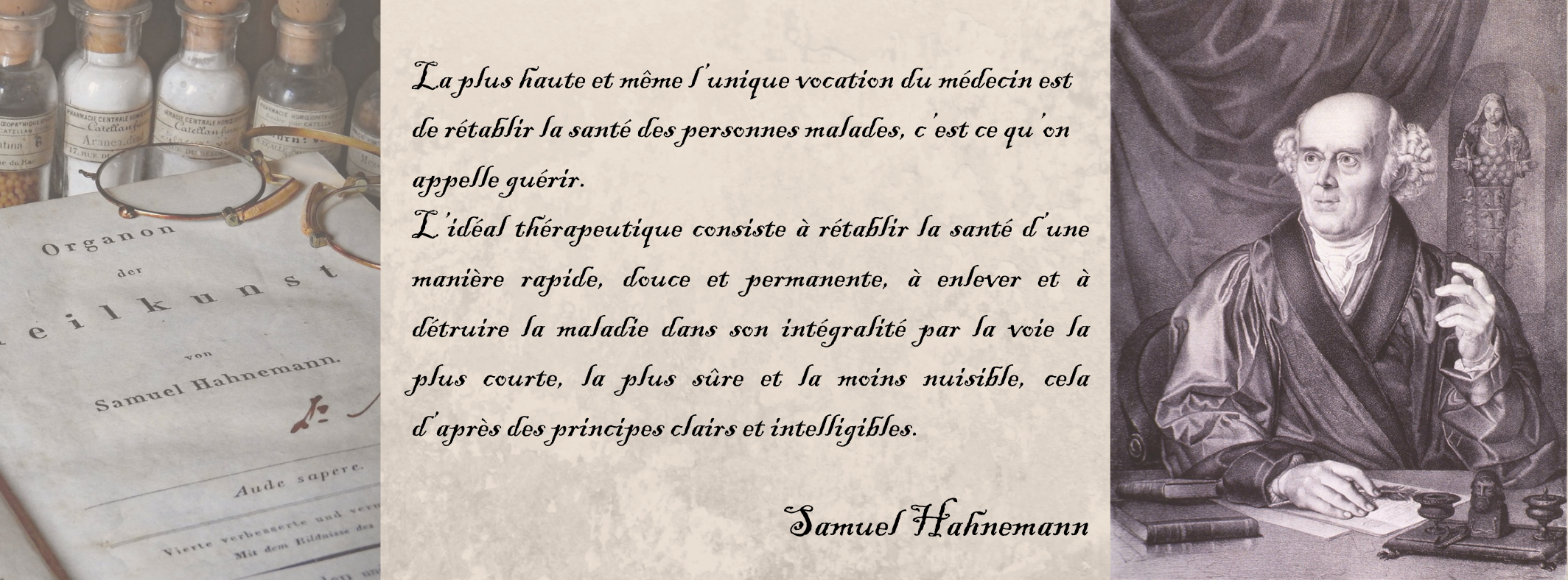 paragraphes 1 et 2 de l'Organon portrait Samuel Hahnemann
